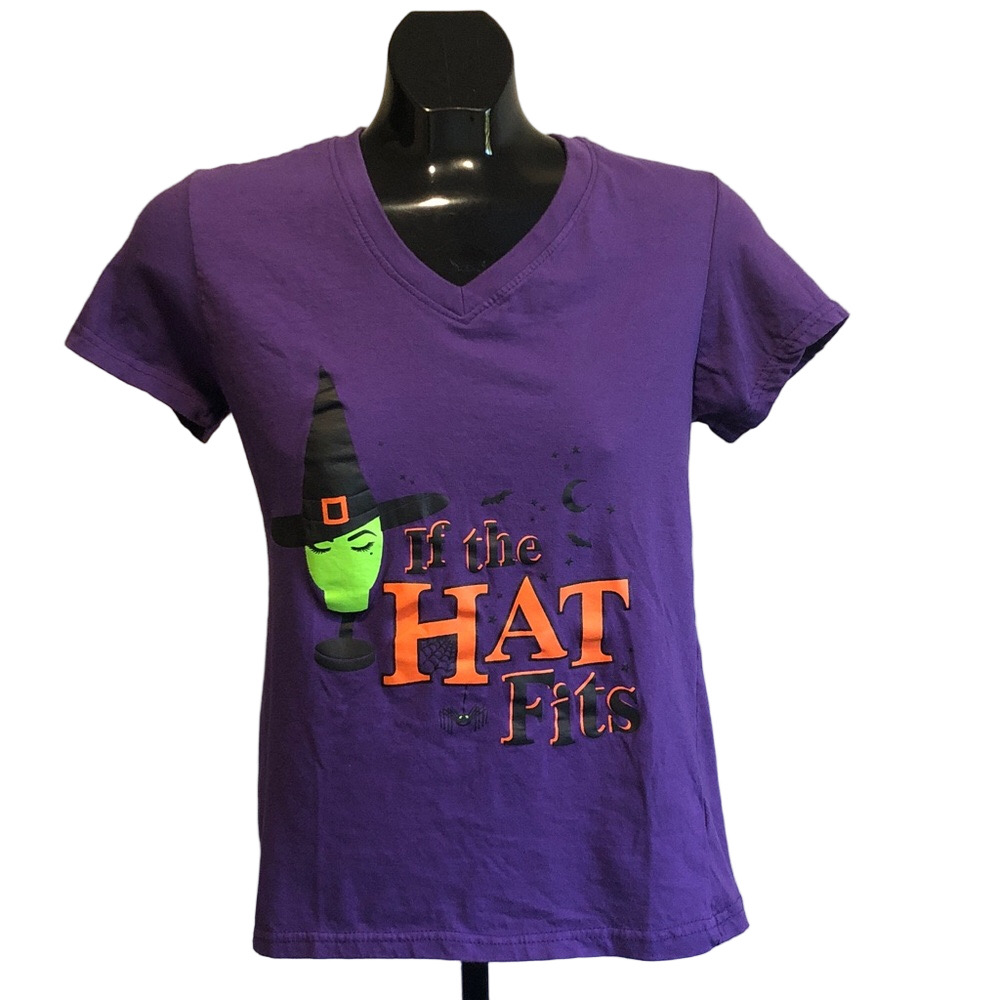 Purple Halloween T-Shirt with Witch Design & Text